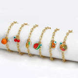 Fruit Charm Bracelet Evil Eye Enamel Turkey Boho Party Jewelry