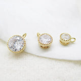 Vacuum Plating CZ Zircon Round Charms Cake Crystal Pendants 5pcs