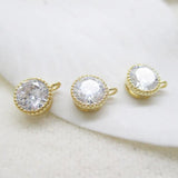 Vacuum Plating CZ Zircon Round Charms Cake Crystal Pendants 5pcs