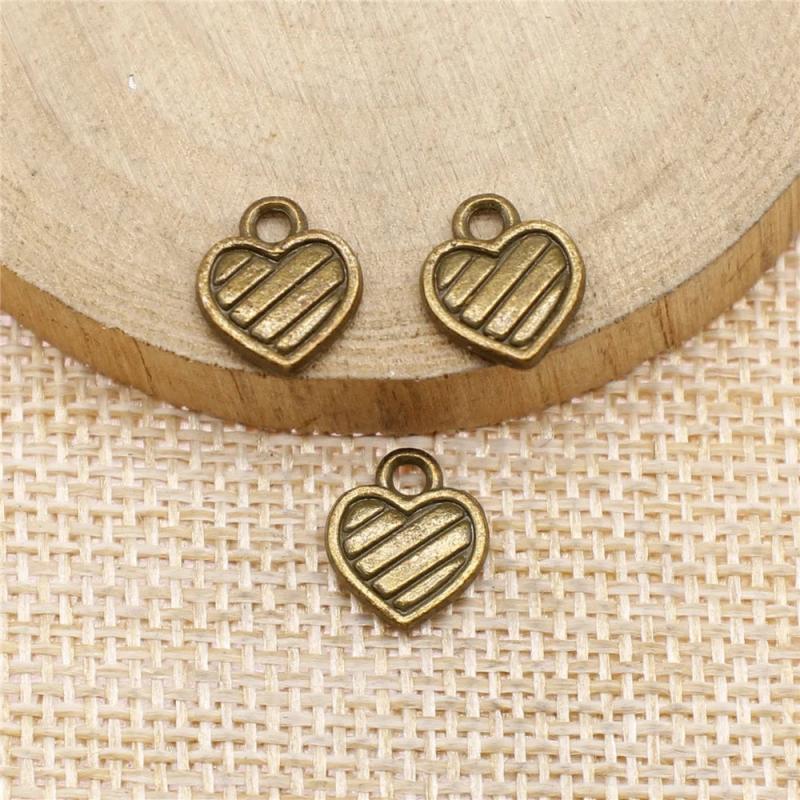 72pcs Antique Bronze Peach Heart Charms for DIY Jewelry Making