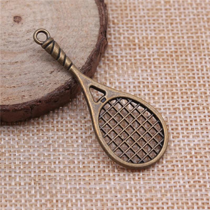 21pcs Antique Bronze Tennis Racket Charms Retro DIY Jewelry Earring Keychain