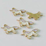 Alloy Enamel Unicorn Charms - 30pcs/lot