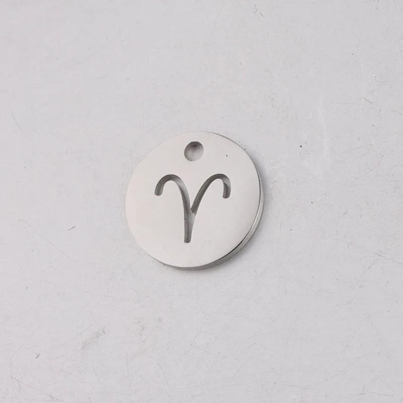 12pcs 12mm Zodiac Charms Stainless Steel DIY 12 Constellations Pendant Jewelry