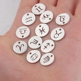 12pcs 12mm Zodiac Charms Stainless Steel DIY 12 Constellations Pendant Jewelry
