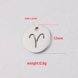 12pcs 12mm Zodiac Charms Stainless Steel DIY 12 Constellations Pendant Jewelry
