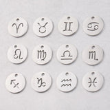 12pcs 12mm Zodiac Charms Stainless Steel DIY 12 Constellations Pendant Jewelry