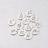 12pcs 12mm Zodiac Charms Stainless Steel DIY 12 Constellations Pendant Jewelry