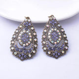 6pcs Alloy Antique Bronze Purple Rhinestone Charms Big Ear Pendant DIY Jewelry