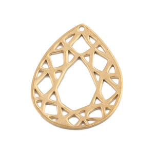 10pcs Raw Brass Teardrop Earrings Charms Filigree Water Drop Pendant
