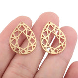 10pcs Raw Brass Teardrop Earrings Charms Filigree Water Drop Pendant