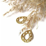 10pcs Raw Brass Teardrop Earrings Charms Filigree Water Drop Pendant