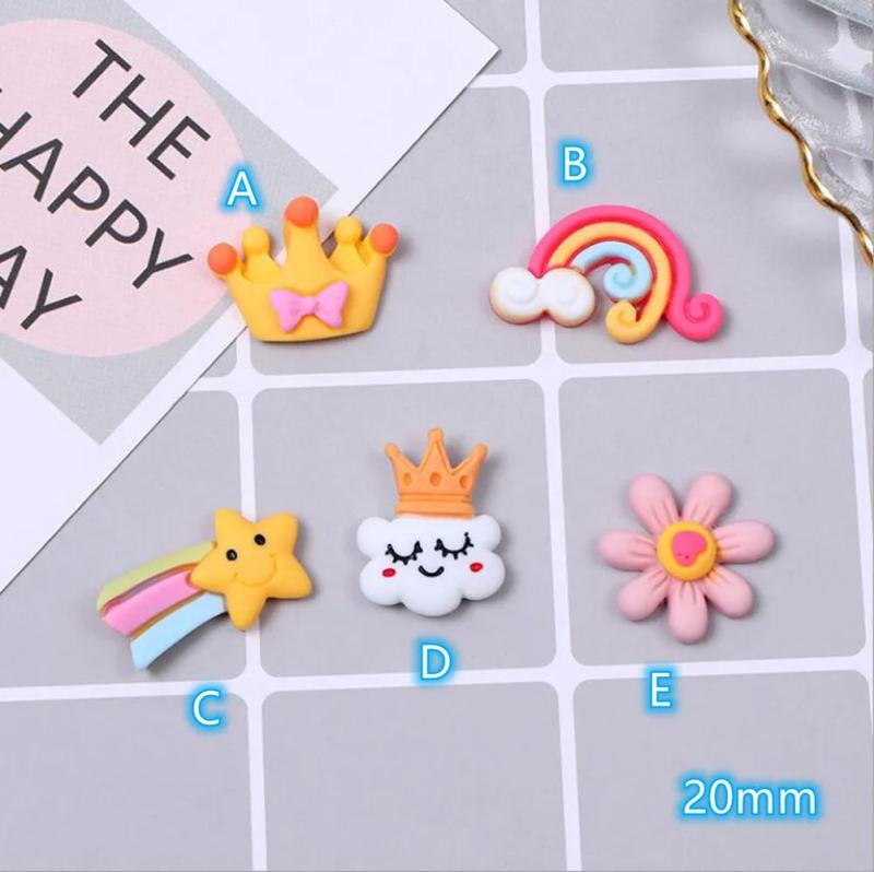 20PCS Resin Rainbow Cabochons Colorful Sunflower Star C