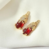 Retro Fox Head Garnet Pendant Necklace