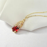 Retro Fox Head Garnet Pendant Necklace