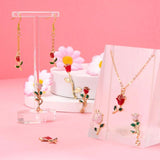 24Pcs Rose Flowers Alloy Enamel Charms for DIY Jewelry Making