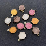 Natural Stone Crystal Pendants Drusy Crystal Charms for DIY Jewelry Making