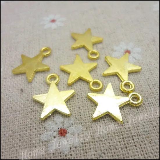 130PCS Gold Five-pointed star Charms Pendant DIY Metal Jewelry Making