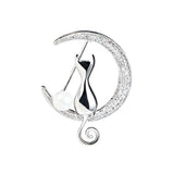 Silver Cat Brooch with Pearl & Zircon