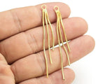 6pcs Brass Chain Tassel Earring Charms, Real 14K Plated, Earring Findings