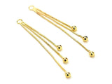 6pcs Brass Chain Tassel Earring Charms, Real 14K Plated, Earring Findings