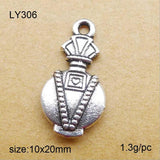 50pcs Antique Silver Perfume Bottle Charm 10x20mm DIY Jewelry Making