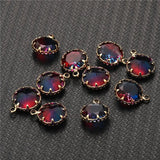 5PCS Copper Round Neon Glass Crystal Charms Pendant for Jewelry DIY Making