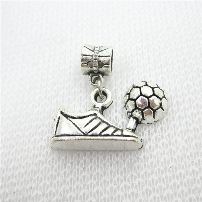 20pcs Soccer Shoes Charms Big Hole European Beads Dangle Charms DIY Bracelet