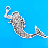 30pcs Antique Silver Beach Mermaid Pendants Charms for Jewelry Making