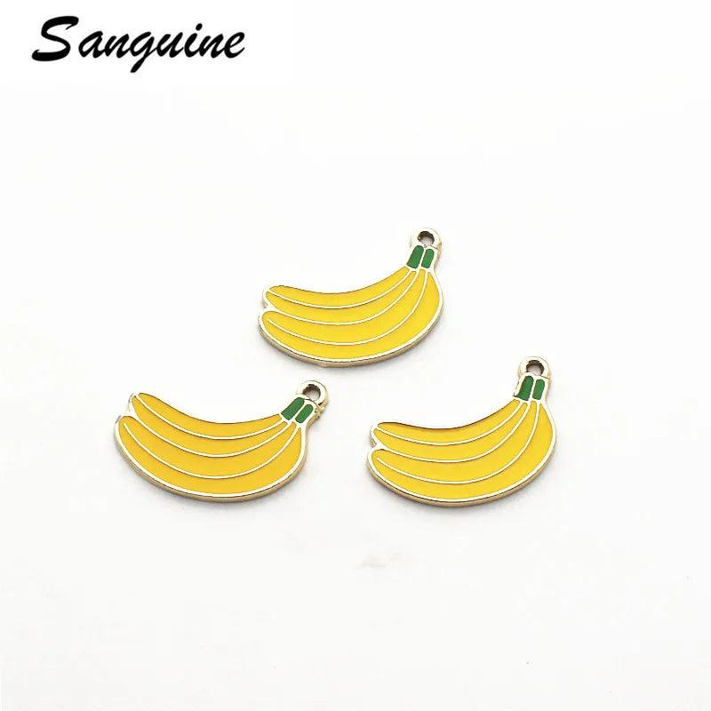 20pcs/Lot Banana Dangle Charms Golden Pendant Lobster Clasp Hanging Charm