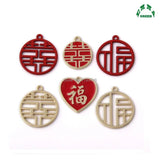 Chinese Charms Fortune Charms for Jewelry 25mm 10pcs Enamel Metal Red Bracelets