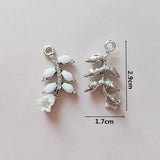 10 PCS Rhinestone Leaf Metal Charms for DIY Jewelry Making
