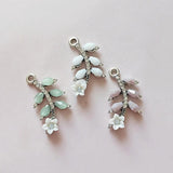 10 PCS Rhinestone Leaf Metal Charms for DIY Jewelry Making