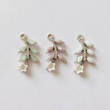 10 PCS Rhinestone Leaf Metal Charms for DIY Jewelry Making