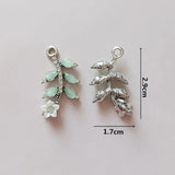 10 PCS Rhinestone Leaf Metal Charms for DIY Jewelry Making