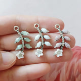 10 PCS Rhinestone Leaf Metal Charms for DIY Jewelry Making