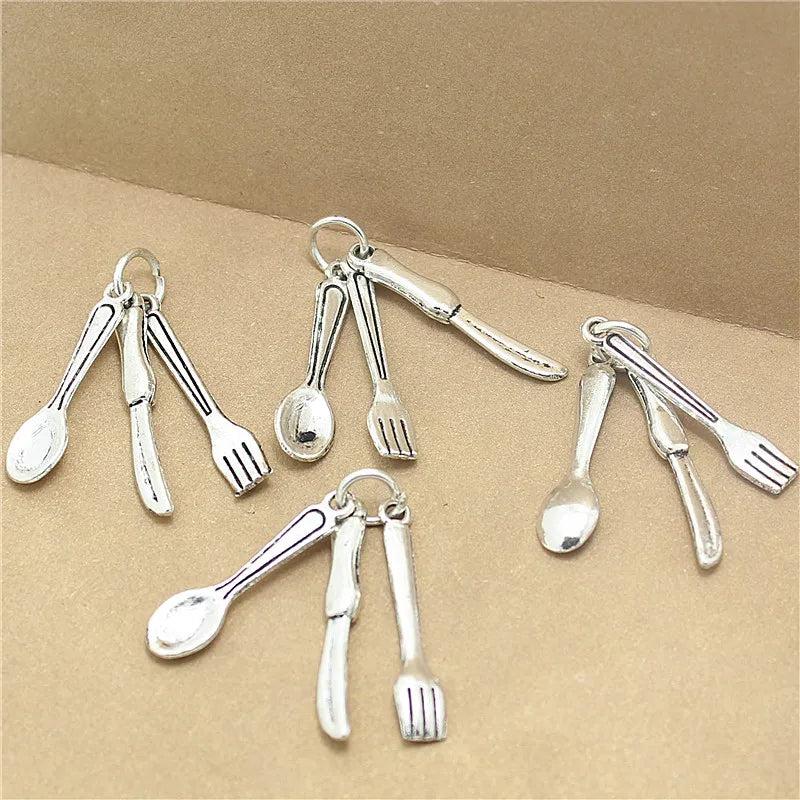 Sweet Bell 30 Sets Antique Fork Spoon Jewelry Findings DIY Charms D1053