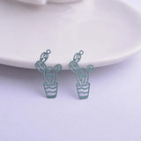 50pcs Filigree Cactus Charms Brass Plant Pendant DIY Earring