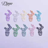 50pcs Filigree Cactus Charms Brass Plant Pendant DIY Earring