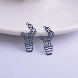50pcs Filigree Cactus Charms Brass Plant Pendant DIY Earring