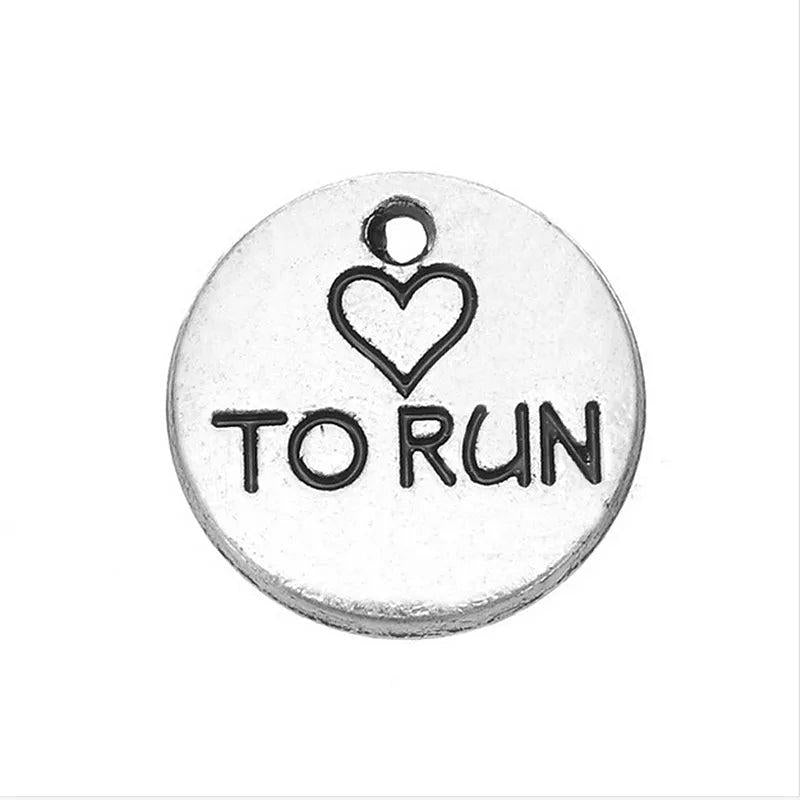 Engraved Love Heart Runner Charm Jewelry DIY