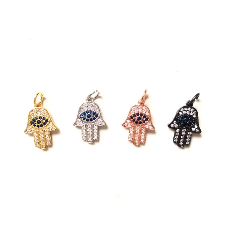 5pcs Evil Eye Hamsa Hand Charm for Bracelet Necklace Making