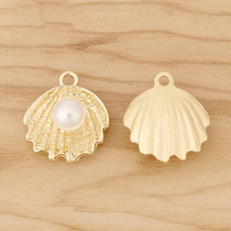 10 Shell Pearl Charms Pendants for Jewellery Making