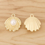 10 Shell Pearl Charms Pendants for Jewellery Making