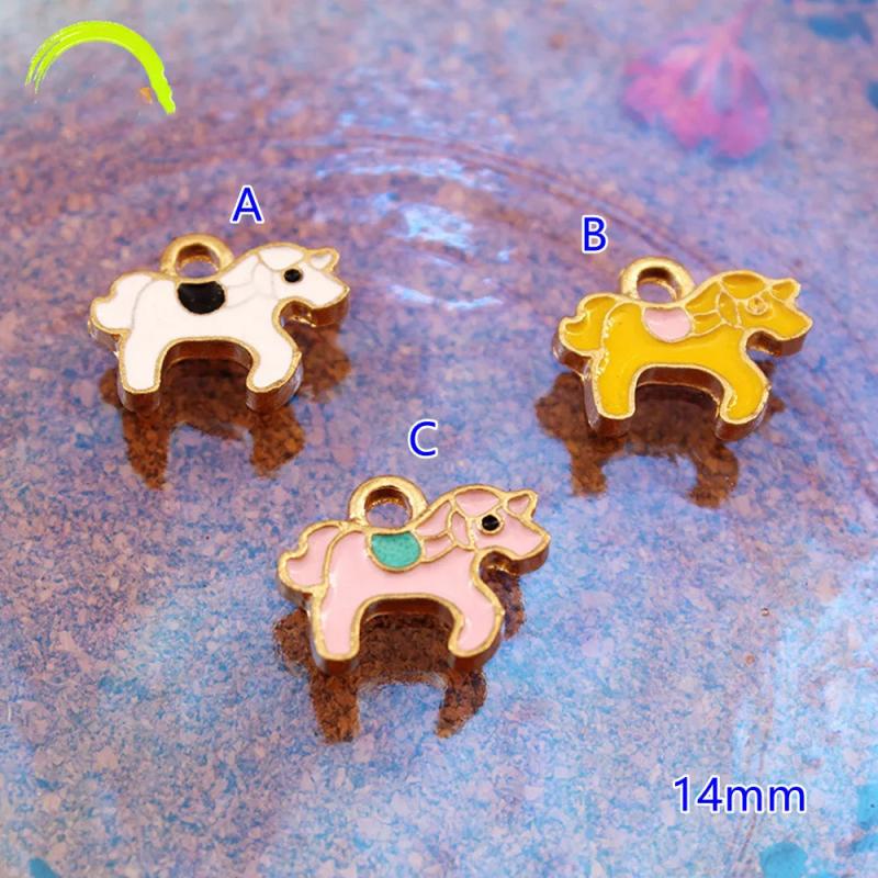 30pcs Pony Charms Mini Metal Enamel Pendants for DIY Making Bracelets