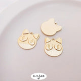 14K Cat Head Love Face Pendant for DIY Necklace