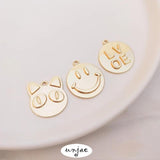 14K Cat Head Love Face Pendant for DIY Necklace