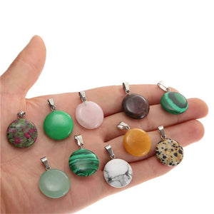 10PCS Natural Stone Charms Mixed Round Shape Pendant for Jewelry Making