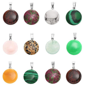 10PCS Natural Stone Charms Mixed Round Shape Pendant for Jewelry Making