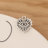 Tibetan Silver Evil Eye Heart Shape Charms Pendants for DIY Jewellery Making