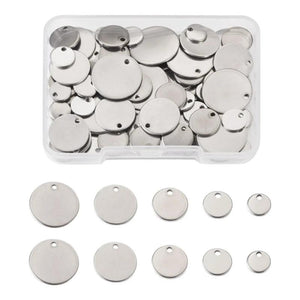 100Pcs Stainless Steel Charms for Necklaces DIY Jewelry Making
